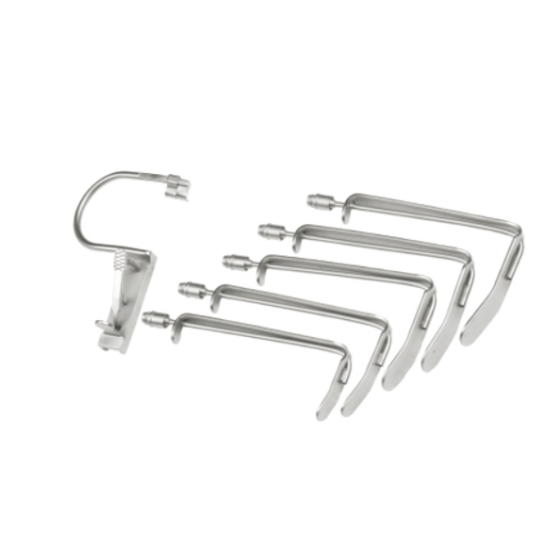 喉外科器械。右侧有光纤的麻醉开口装置